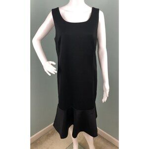 NWT Women's Carmen Marc Valvo Black Sleeveless Scuba Knit Ruffle Hem Dress Sz 12